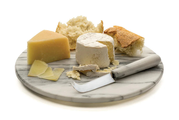 White Marble Cheese Board With Knife