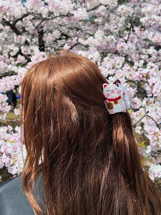 Hand-painted Lucky Cat Claw Hair Clip | Eco-Friendly