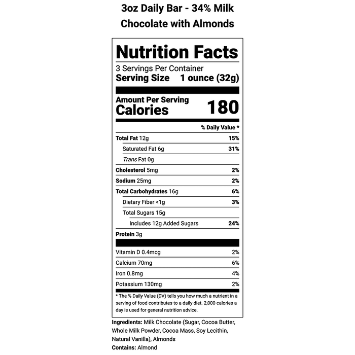 34% MILK CHOCOLATE WITH ALMONDS
