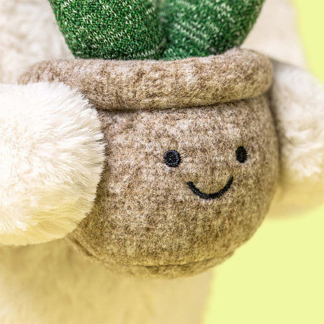 Cream Bunny with Plant