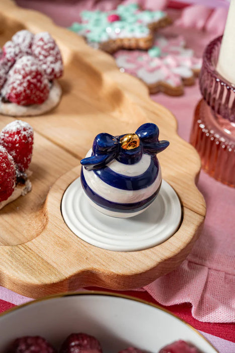 A424 Deck the Halls -- Blue Striped Ornament Mini
