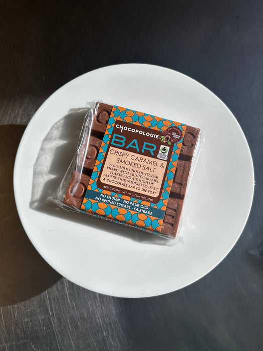 Milk Chocolate w Caramel Flakes & Smoked Salt