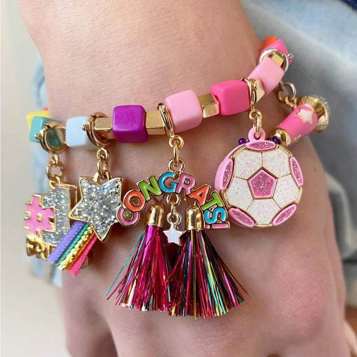 Gold Glitter Soccer Ball Charm