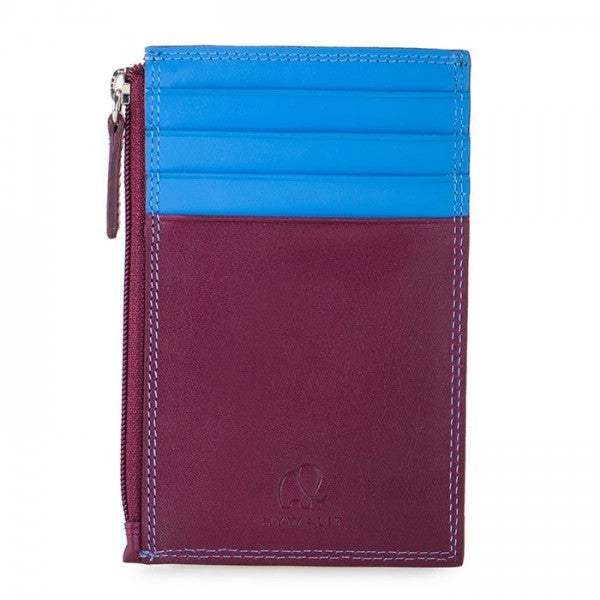 Credit Card Holder Zip Section Burgandy/Sea