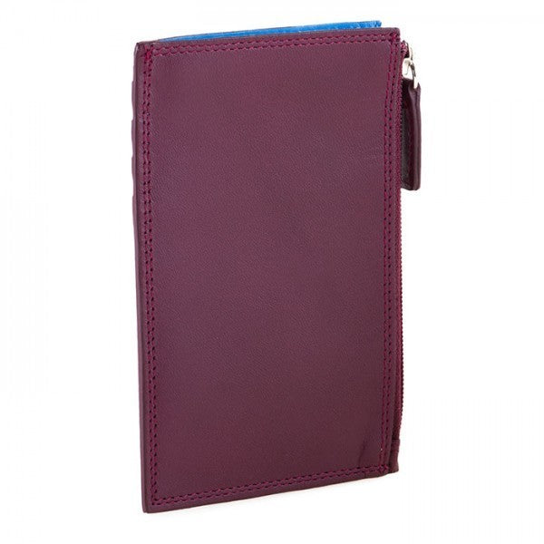 Credit Card Holder Zip Section Burgandy/Sea