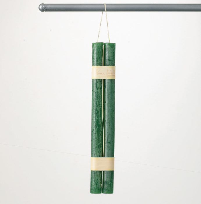 Timber Taper Candle Pair Holiday Green