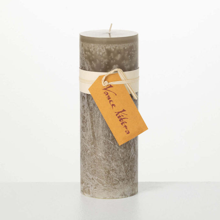 Timber Pillar Candle Grey 9"