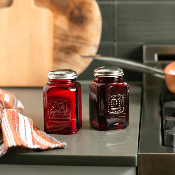 Retro Salt and Pepper Shakers Red
