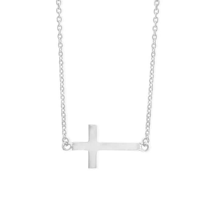 Silver Sideways Cross Necklace
