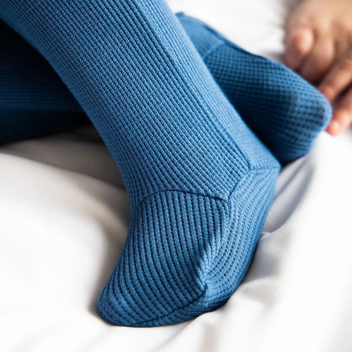 Dark Blue Waffle Footie 3-6mos