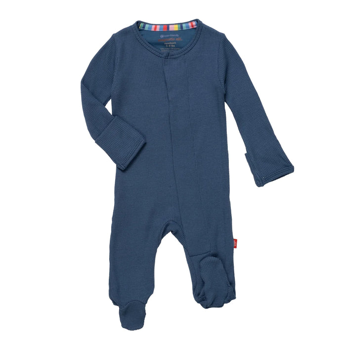 Dark Blue Waffle Footie 3-6mos