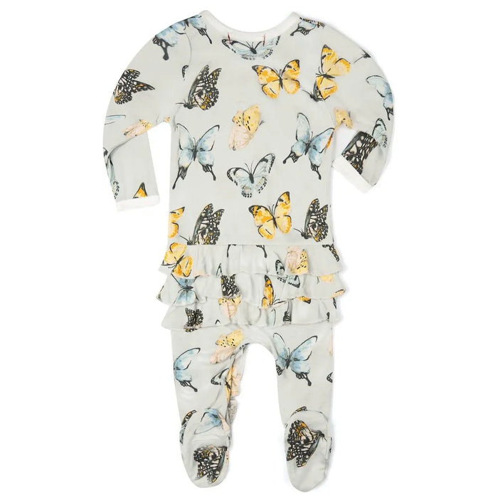 Ruffled Footed Romper Butterfly 6-9mos