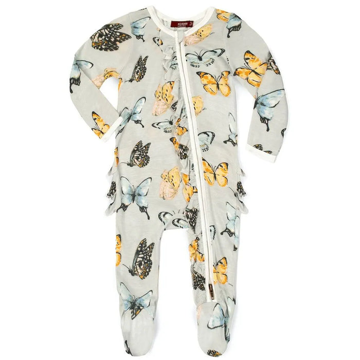 Ruffled Footed Romper Butterfly 6-9mos