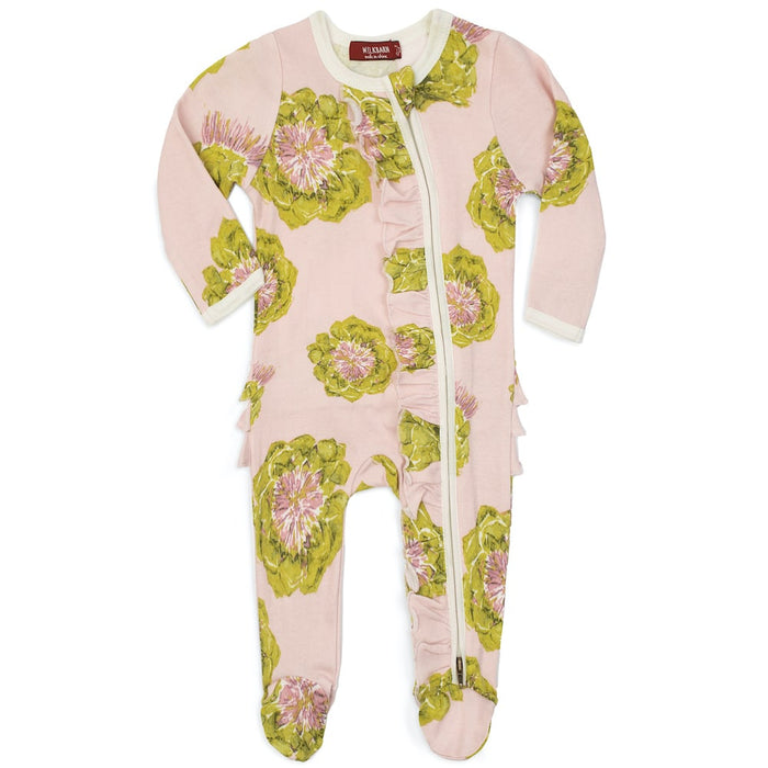 Ruffle Footed Romper Artichoke 3-6 mos