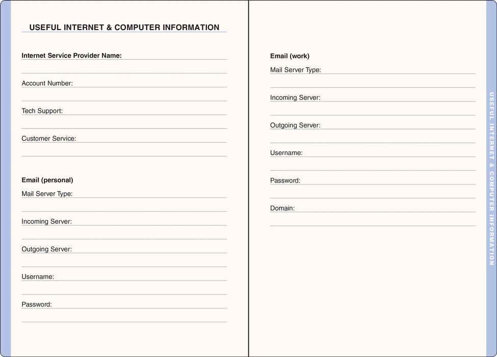 Internet Address & Password Logbook