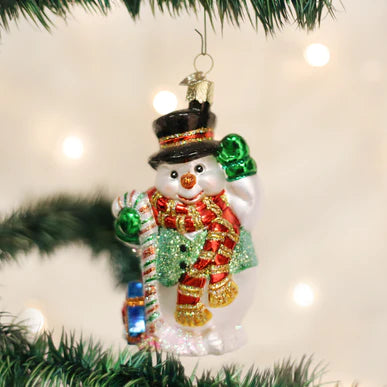 Candy Cane Snowman Ornament