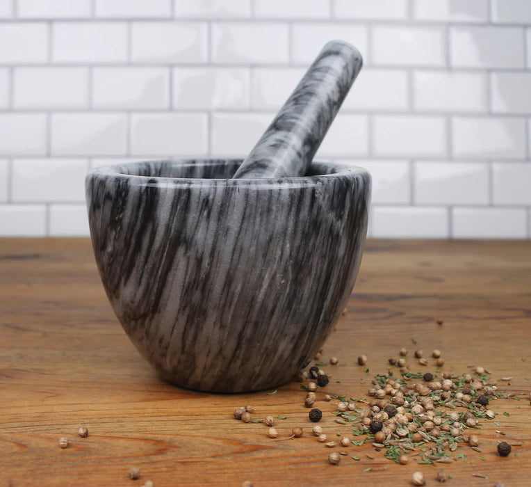 Grey Marble Mortar & Pestle