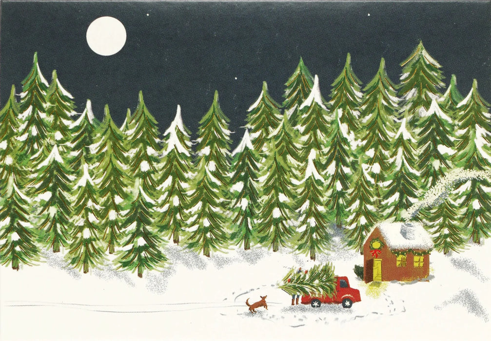 Moonlit Cabin Holiday Cards