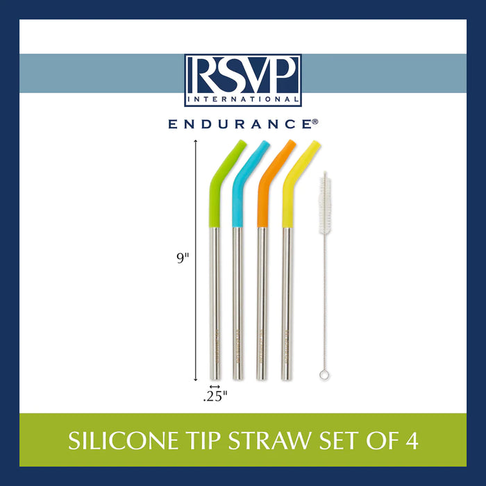 Silicone Tip Straws Set of 4