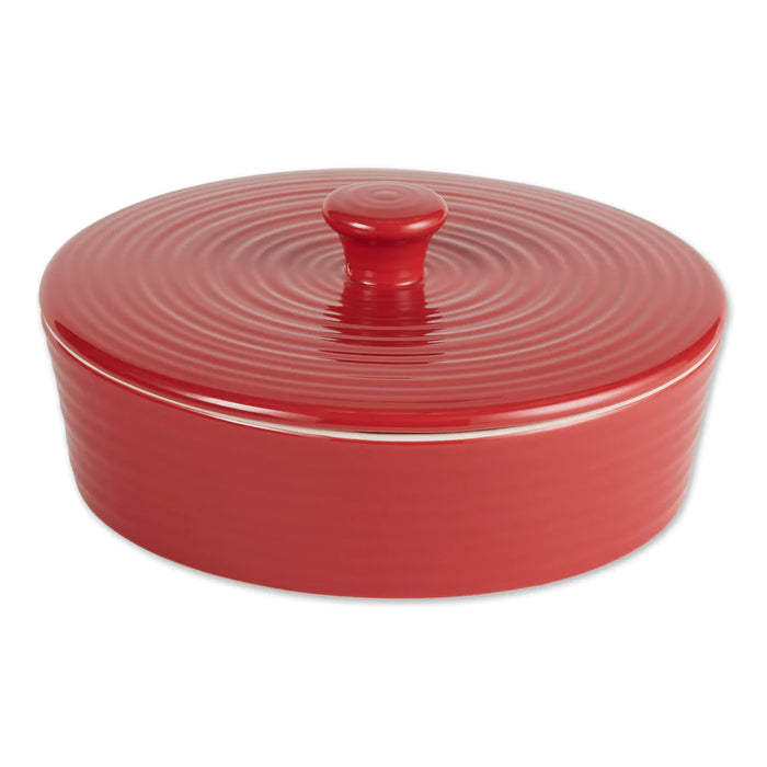 Red Stoneware Tortilla Warmer 8"
