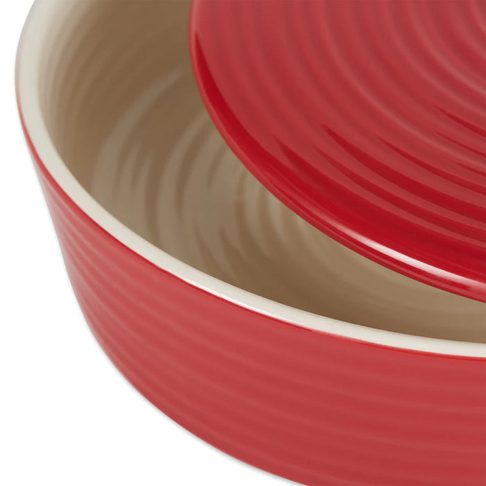 Red Stoneware Tortilla Warmer 8"