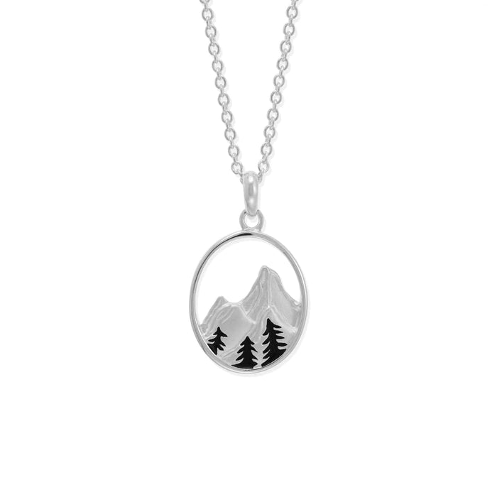 Silver Mountain and Trees Necklace