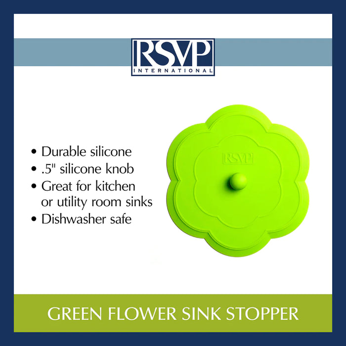 Silicone Drain Stopper Green Flower