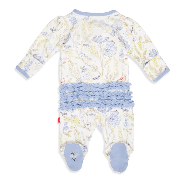 Blue Blossom Ruffle Footie 3-6m
