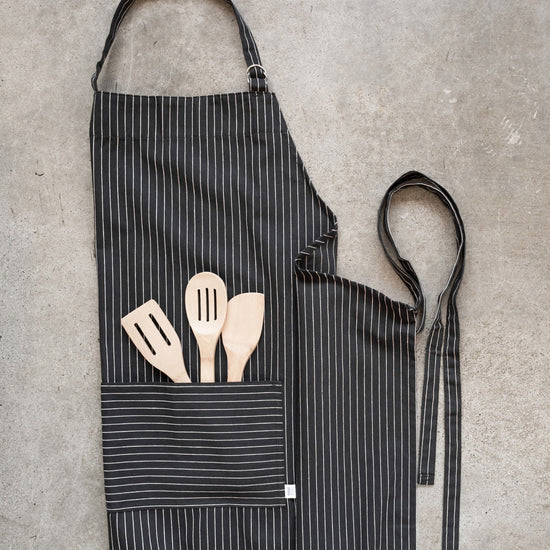 Mighty Pinstripe Black Apron