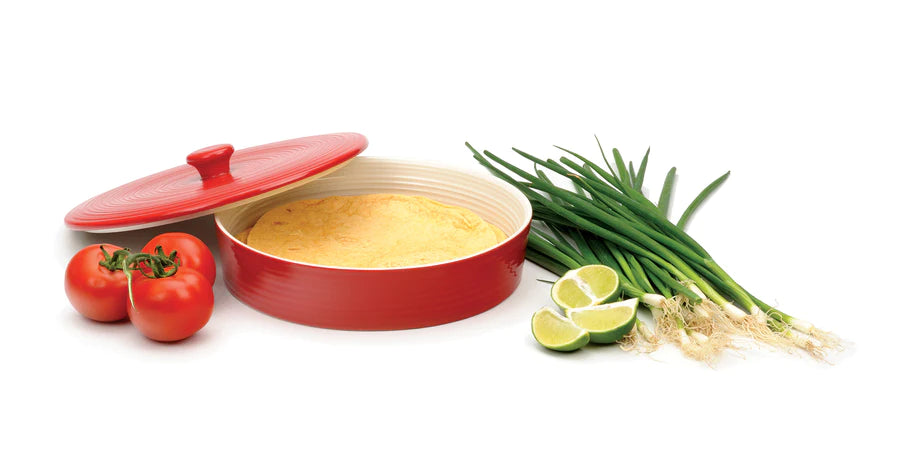 Tortilla Warmer Red Stoneware 10"