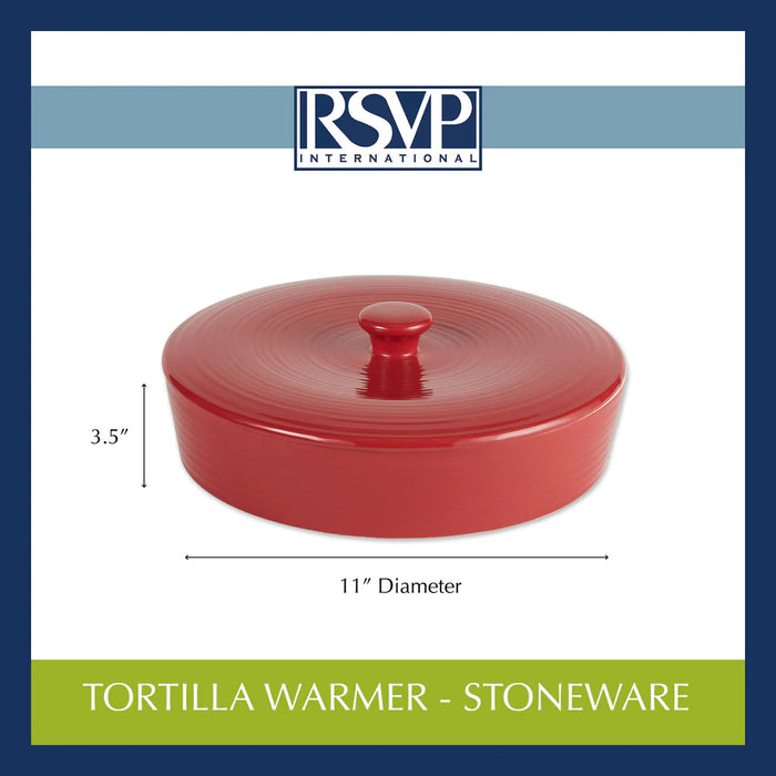 Tortilla Warmer Red Stoneware 10"