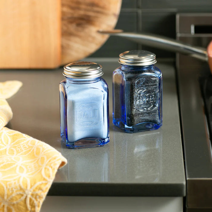 Retro Salt and Pepper Shakers Blue