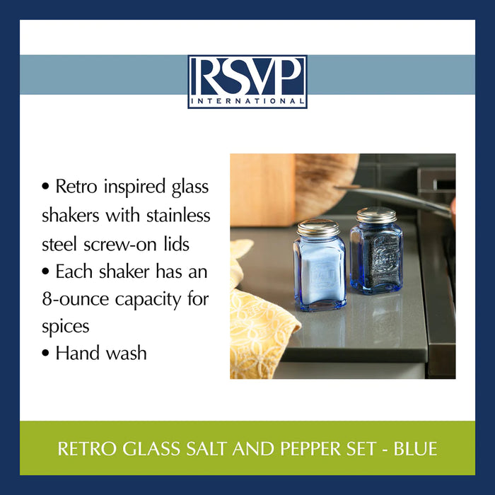 Retro Salt and Pepper Shakers Blue