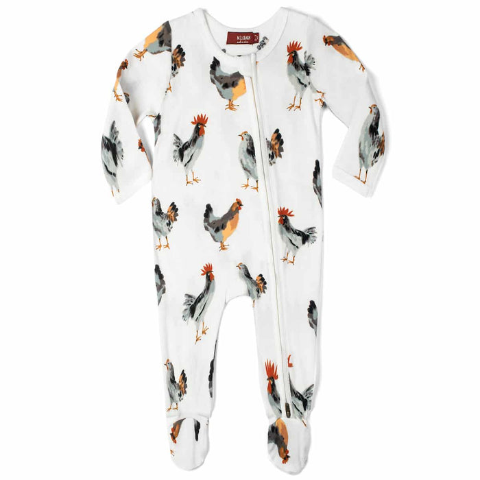 Zipper Footed Romper Chicken 6-9 mos