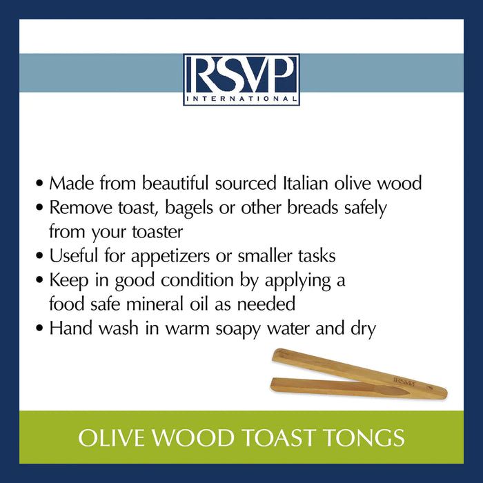Olive Wood Toast Tongs