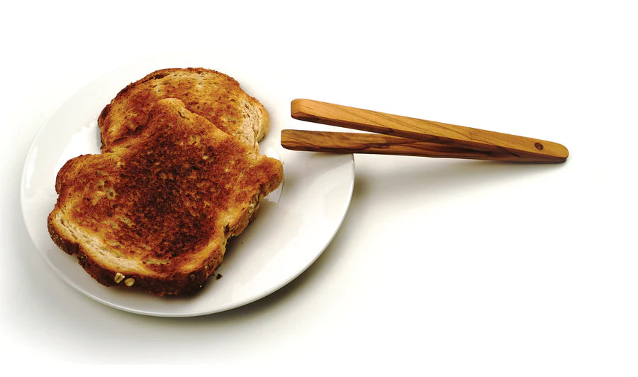 Olive Wood Toast Tongs