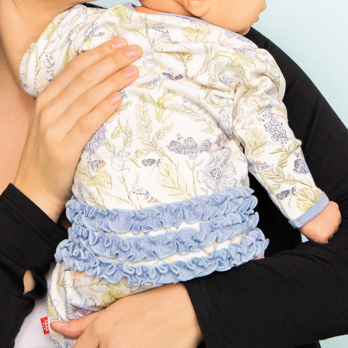 Blue Blossom Ruffle Footie 0-3m