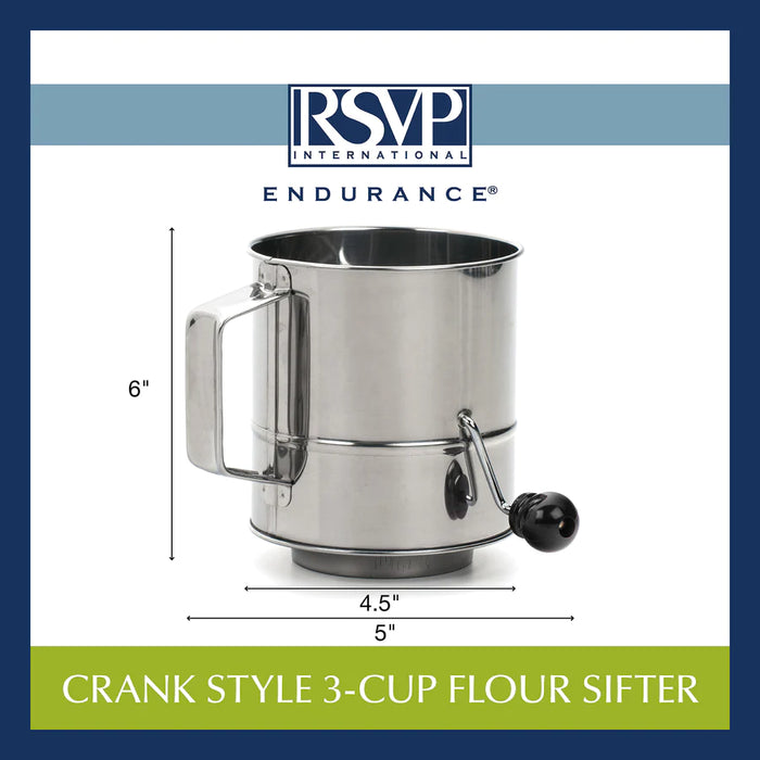 Crank Flour Sifter 3 Cup