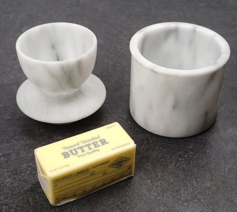 White Marble Butter Pot