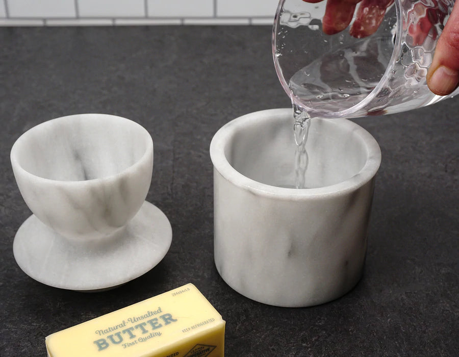 White Marble Butter Pot