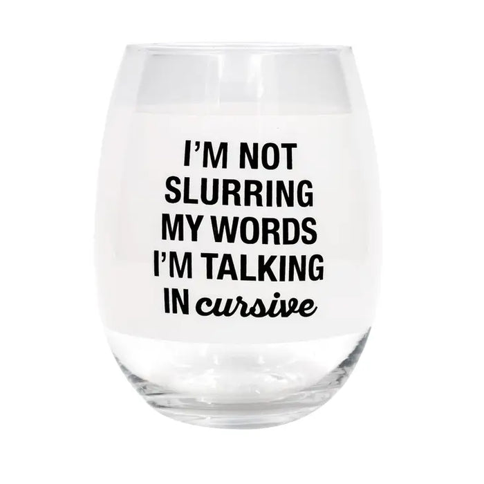 Cursive Wine Glass