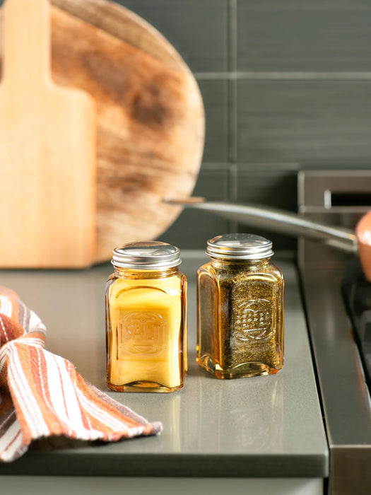 Retro Salt  and Pepper Shakers Amber