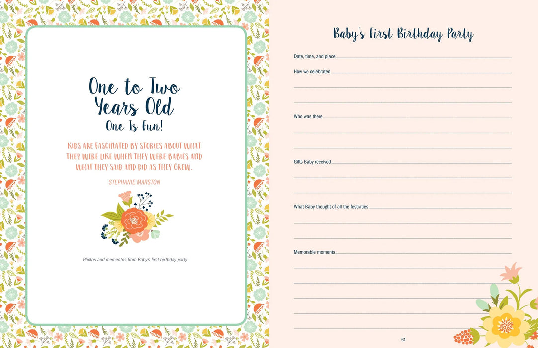 Baby Book the First 5 years Floral