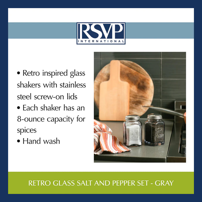 Retro Salt and Pepper Shakers Grey