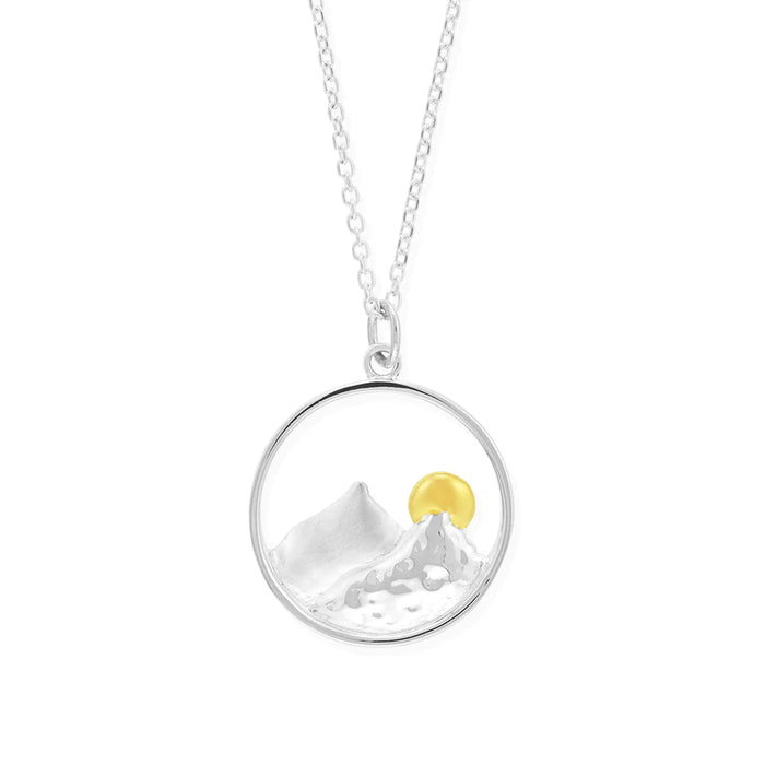 Silver Mountain and Gold Moon Necklace