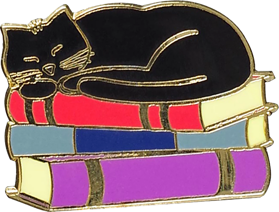 Enamel Pin Cat with Books